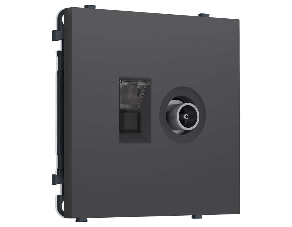 MS912510 Комплект механизма розетки компьютерной + TV оконечной SIGMA Графит Мягкое касание RJ-45 CAT6/50-870MHz 1dB с/ш QUANT PRO (SP9125, PR195)