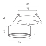 A5546RS Светильник ALTA PRO встраиваемый LED 15W 1700LM 36G БЕЛЫЙ 4000K со встр. чашей (215546 + 215006 + 215000-15)