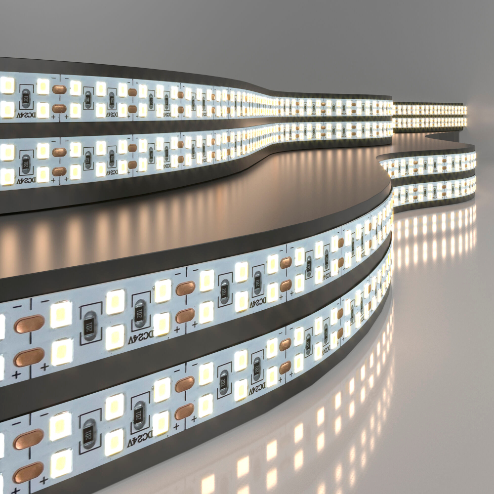 Двухрядная светодиодная лента 240 LED 18 Вт IP20 4200К дневной белый, 5м 2835 24V 240Led 18W IP20