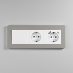 Рамка из поликарбоната на 3 поста Split дымчатый/белый, soft-touch W0033067