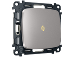 MO502010 Комплект механизма 1-кл выключателя с подсветкой 3200K OMEGA Сталь матовый QUANT (OP5020, VM101, G11Y)