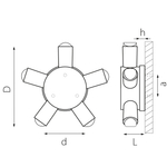 380653 Светильник DITO 5х1W LED 550LM G ЧЕРНЫЙ/ЗОЛОТО 4000K