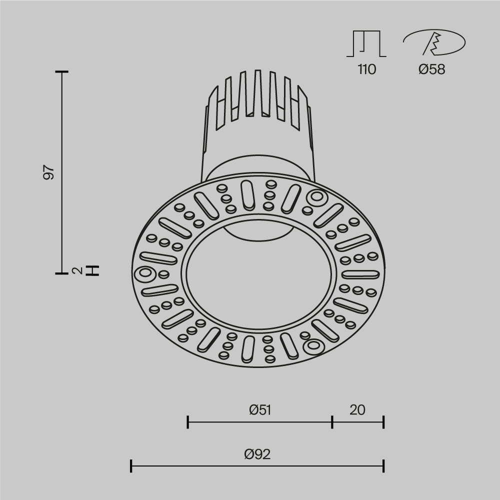 Встраиваемый светильник Technical DL120-10W-3K-TRS-W