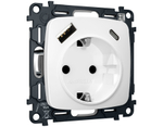 MO130010 Комплект механизма электрической розетки OMEGA Белый матовый 2USB A+C 20W (быстрая зарядка) с/з QUANT (OP1300, VM160)