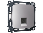 MO512005 Комплект механизма компьютерной розетки RJ-45 экранированной с автоматической защитной шторкой OMEGA Сталь матовый QUANT (OP5120, VM185)