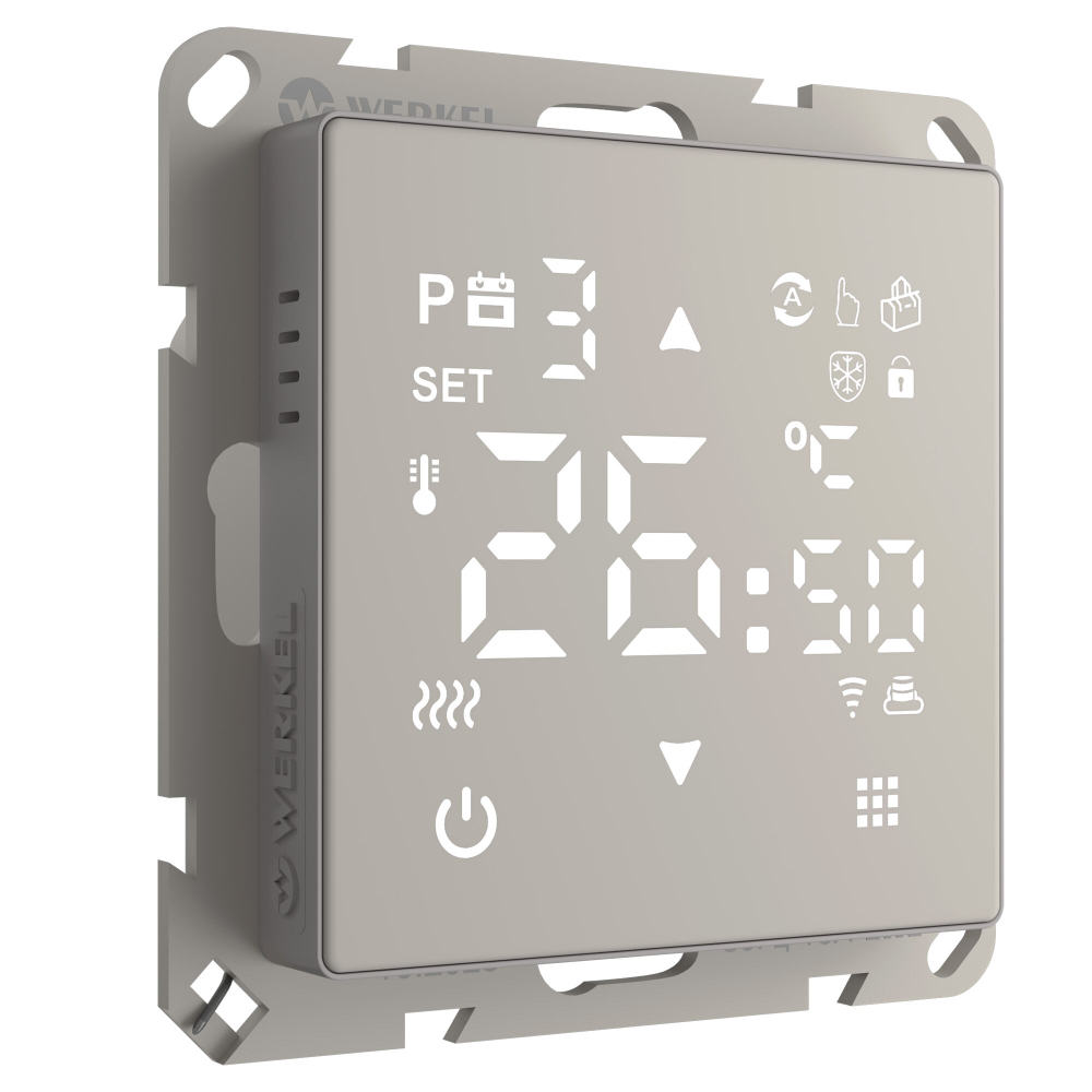 Умный сенсорный терморегулятор Werkel Wi-Fi 3500W IP20 W1151217 дымчатый