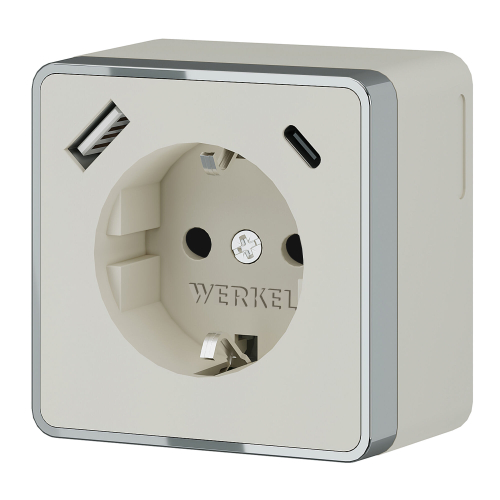 Купить Розетка с заземлением, шторками и USB тип A+C Gallant слоновая кость W5071703