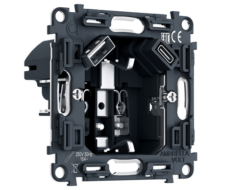 Купить PR160 Механизм электрической розетки 2USB A+C 20W (быстрая зарядка) с/з на винтовых зажимах QUANT PRO