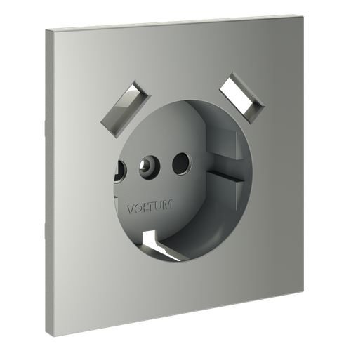 Купить Накладка для розетки с заземлением и защитными шторками, с USB A+A, S70 (сталь)