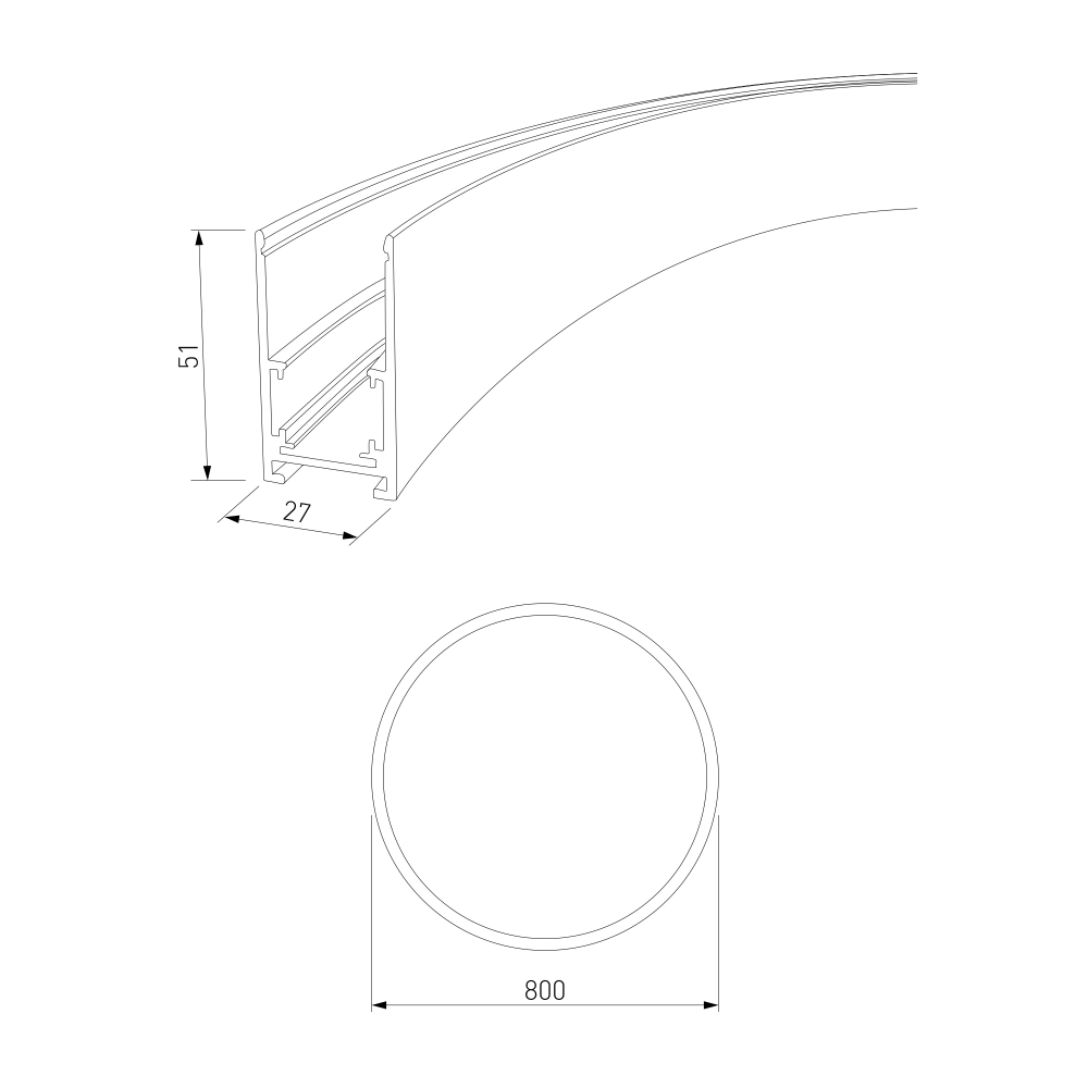 Slim Magnetic Накладной радиусный шинопровод черный ⌀ 800мм 85160/00 85160/00