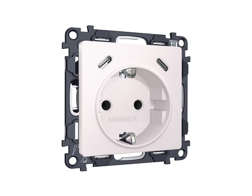 Купить MA210510 Комплект механизма электрической розетки 2USB С+C 20W (быстрая зарядка) с/з на винтовых зажимах 16A-250V ALFA Жемчуг QUANT (AP2105, VM165)
