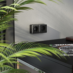 Розетка с заземлением, шторками и USB тип A+C Gallant чёрный хром W5071735