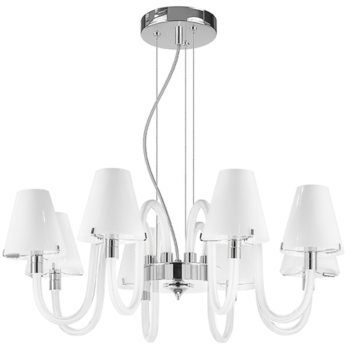 Купить 760086 Люстра подв. BIANCO 8х40W G9 ХРОМ БЕЛ. стекло