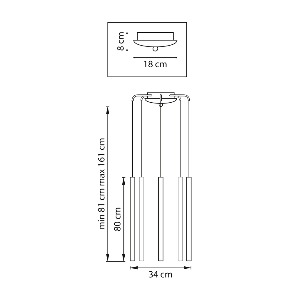L5T747433 Люстра TUBO LED 25W 1500LM 25G ЗОЛОТО 3000K (574723+747433 (5шт)