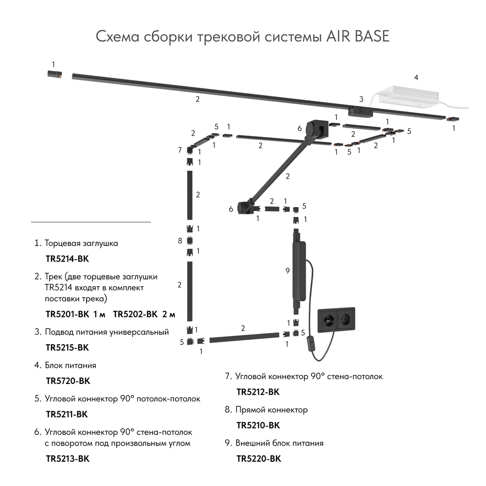 TR5220-BK Внешний блок питания для трека Air, серия Base, 150W, 48V DC, IP20, черный, алюминий