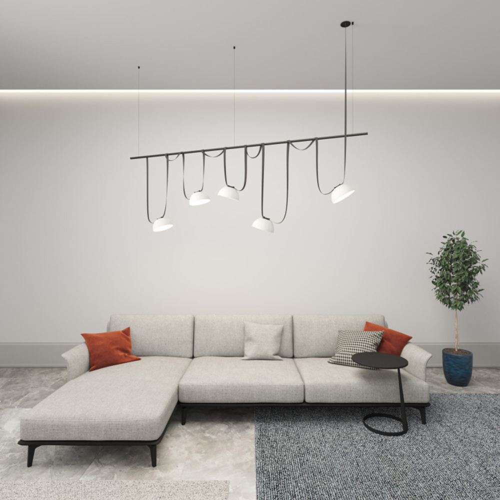 DK5561-WH+BK Cветильник для трека-ремня Belty, серия Flow, со светодиодом, D220*H117мм, 48V DC, 24W, RA90, 120°, 3000K, IP20, белый с черным, алюминий