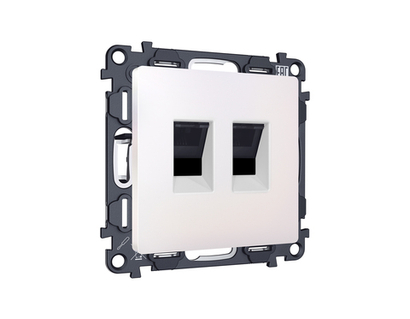 MA212110 Комплект механизма компьютерной двойной розетки RJ-45 с автоматической защитной шторкой ALFA Жемчуг QUANT (AP2121, VM189)