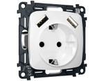 MO109010 Комплект механизма электрической розетки OMEGA Белый глянец 2USB A+A 18W (быстрая зарядка) с/з QUANT (OP1090, VM155)