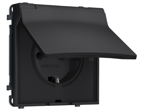 Купить MS808010 Комплект механизма электрической розетки SIGMA Черный матовый 50Hz 2P+E с/з с/ш и крышкой IP44 16A-250V QUANT PRO (SP8080, PR141)
