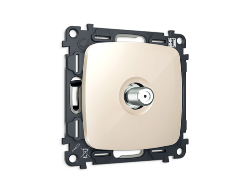 Купить MO313050 Комплект механизм TV розетки SAT 5-2400MHz 3.5dB OMEGA Бежевый глянец QUANT (OP3130, VM215)