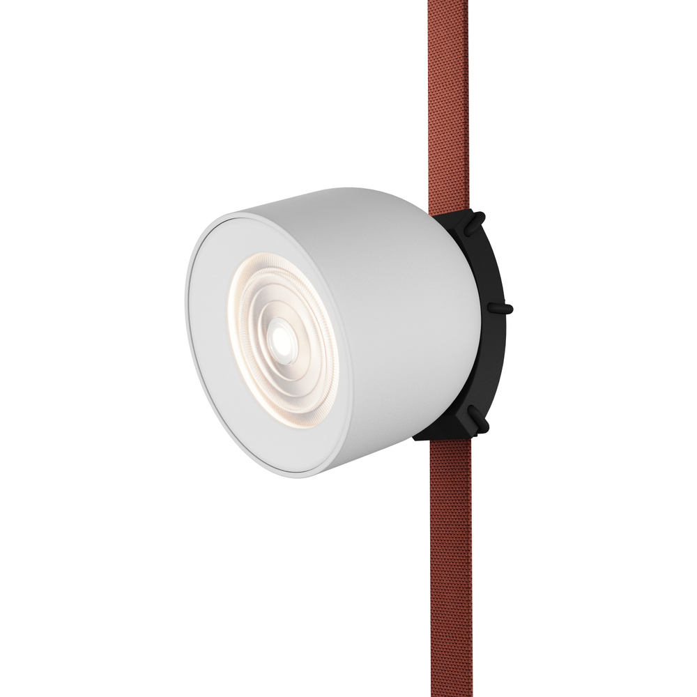 DK5540-WH+BK Поворотный светильник для трека-ремня Belty, серия Spot, со светодиодом, D100*H107мм, 48V DC, 12W, RA90, 38°, 4000K, IP20, белый с черным, алюминий
