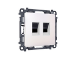 MA212110 Комплект механизма компьютерной двойной розетки RJ-45 с автоматической защитной шторкой ALFA Жемчуг QUANT (AP2121, VM189)