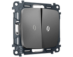 MO654015 Комплект механизма 2-кл выключателя с подсветкой 5600K OMEGA Антрацит серый QUANT (OP6540, VM115, G14W)