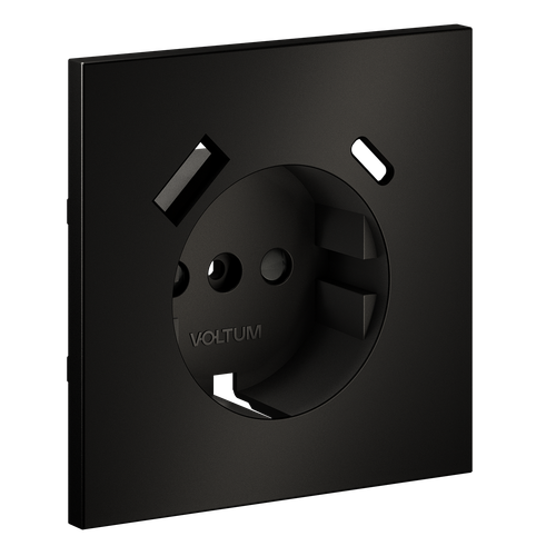 Купить Накладка для розетки с заземлением и защитными шторками, с USB A+C, S70 Metal (антрацит)
