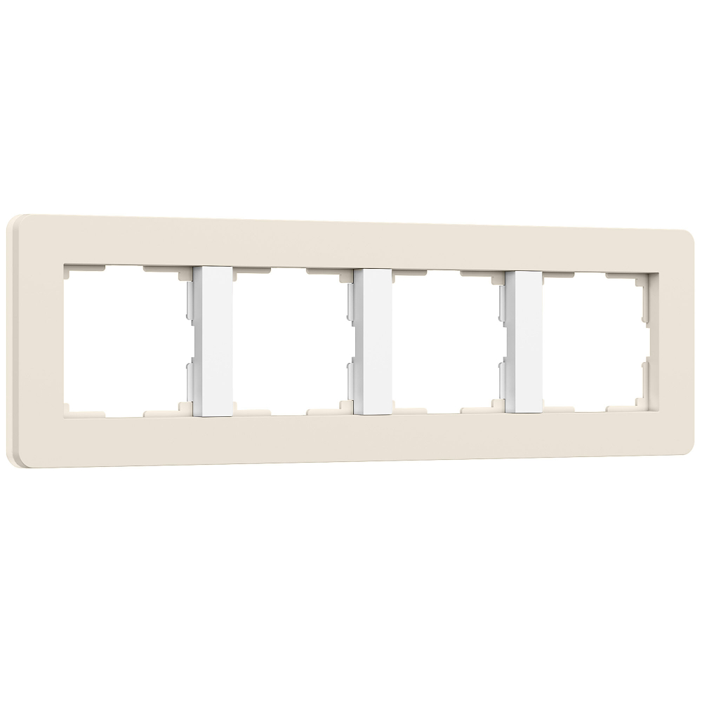 Рамка из поликарбоната на 4 поста Split айвори/белый, soft-touch W0043066