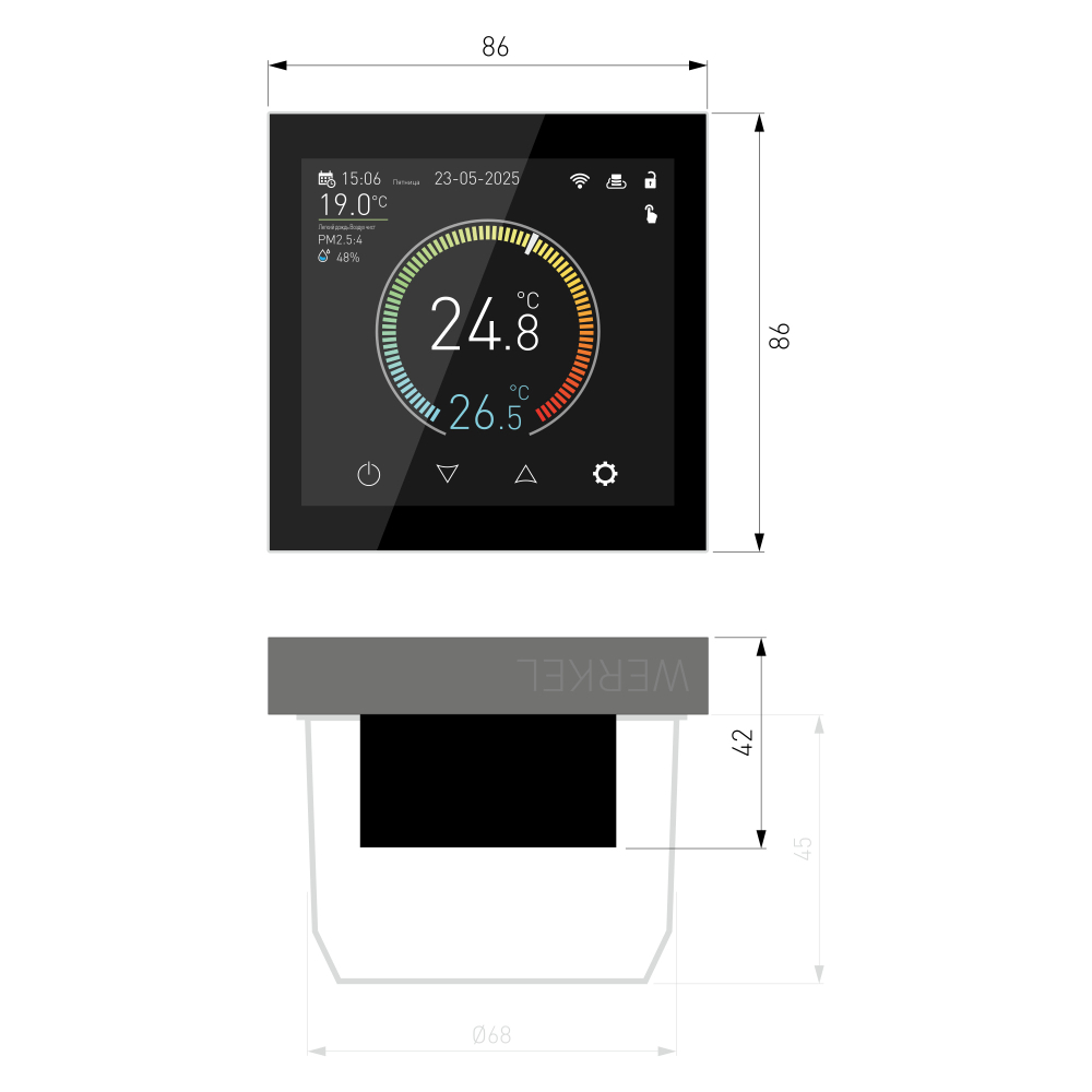 Умный сенсорный терморегулятор Werkel Wi-Fi 3500W IP20 W1851108 черный
