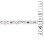 Светодиодная лента 24V 14,4W/m  RGB+W 4000К 5м Arte Lamp TAPE A2406012-01-RGB4K