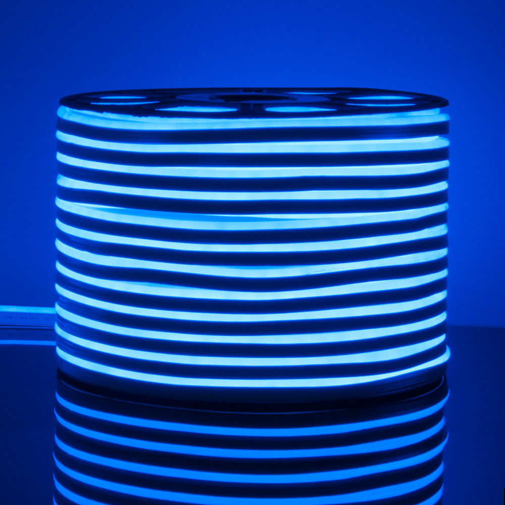 Светодиодный гибкий неон 220 В 9.6 Вт/м 120Led/м 2835 IP67, односторонний, синий, 50 м Гибкий неон 220V 9,6W 120Led 2835 IP67 односторонний синий, 50 м