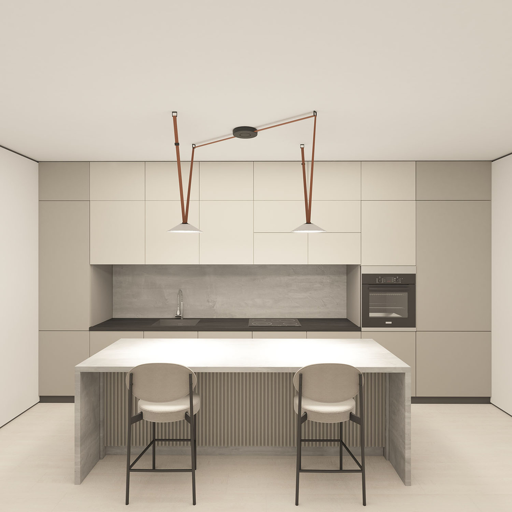 DK5564-WH+BK Cветильник для трека-ремня Belty, серия Flow, со светодиодом, D300*H71мм, 48V DC, 20W, RA90, 120°, 4000K, IP20, белый с черным, алюминий