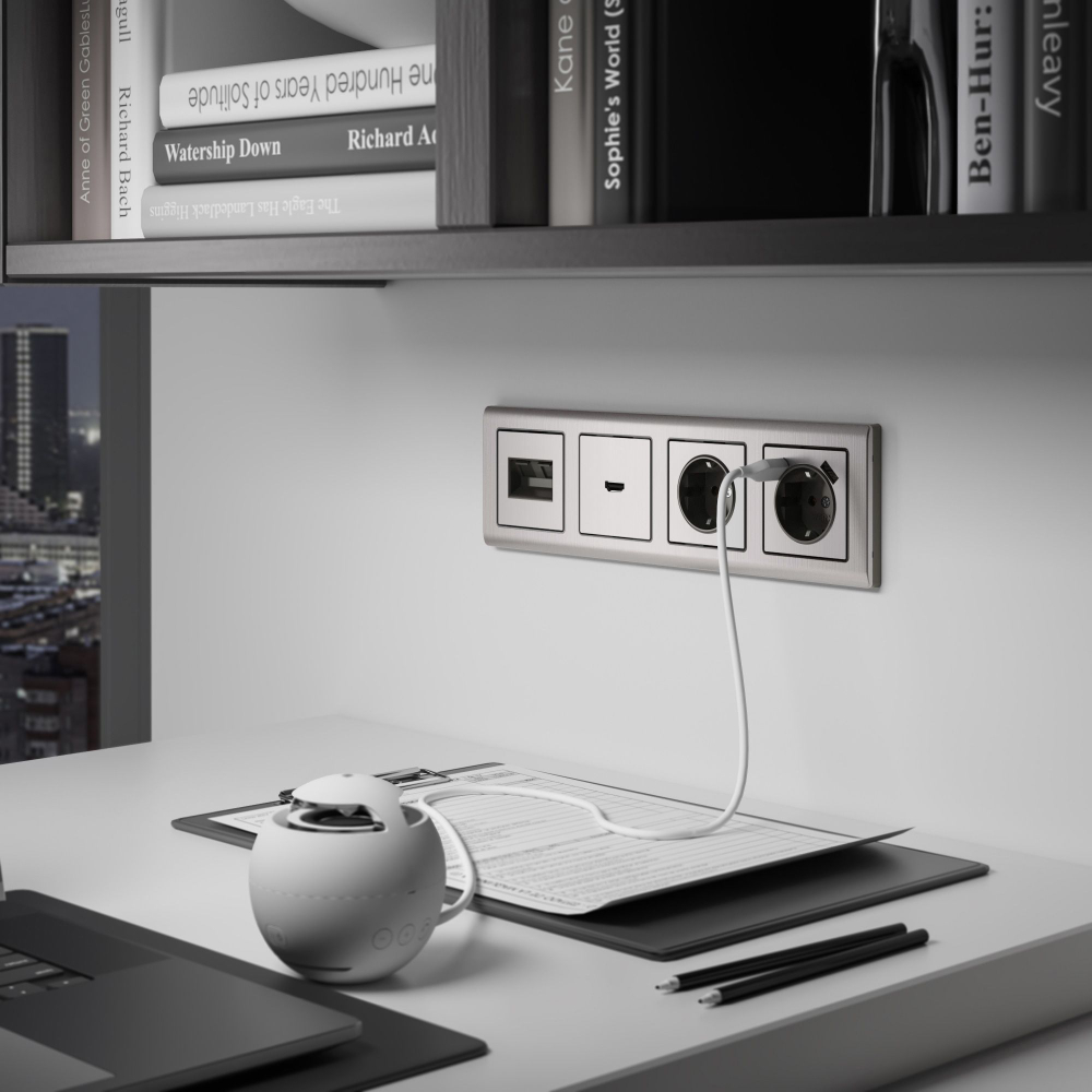 W1196002/ Накладка для розетки HDMI (глянцевый никель) W1196002