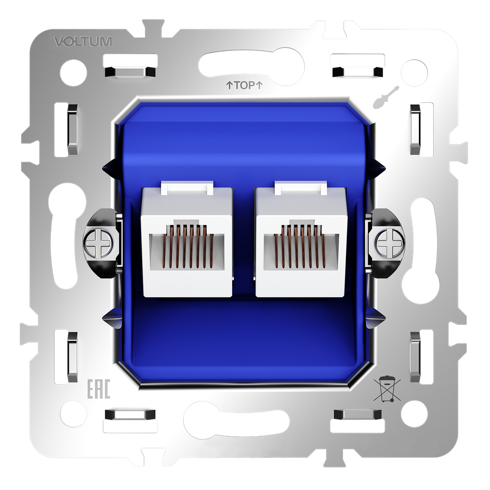 Механизм розетки компьютерной двойной RJ45+RJ45 кат.6, S70
