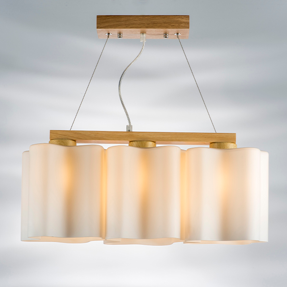 802135 Подвес NUBI LEGNO 3х40W E27 СВЕТЛОЕ ДЕРЕВО/БЕЛЫЙ