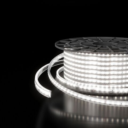 Светодиодная лента 220 В 14,4 вт/м 120 Led/м 2835 IP65, холодный белый 6500K, 50 м Лента светодиодная 220V 14,4W 120Led 2835 IP65 6500 холодный белый, 50 м