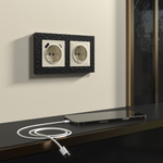 Розетка с заземлением, шторками и USB тип A+C (слоновая кость) W1171703