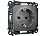 MO656010 Комплект механизма электрической розетки OMEGA Антрацит серый с/з на винтовых зажимах QUANT (OP6560, VM141)