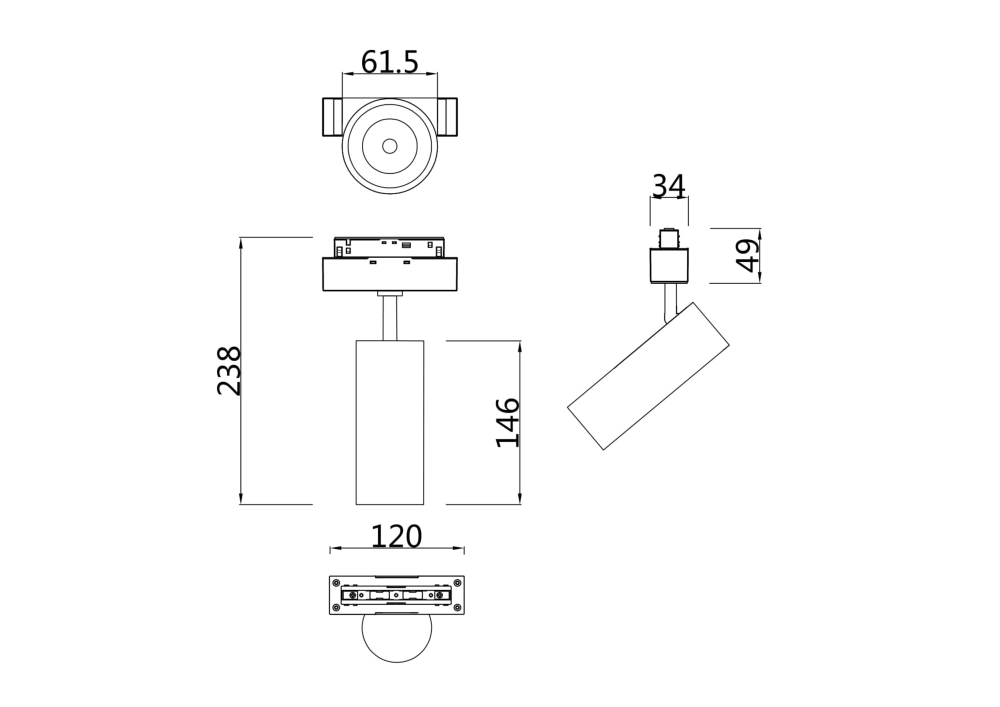 Трековый светильник Technical TR019-2-15W4K-W