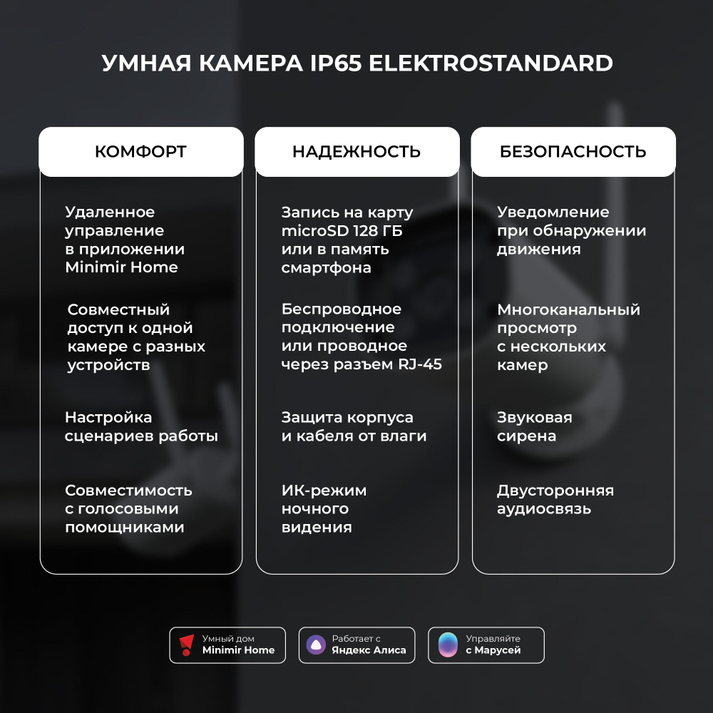 Умная видеокамера Elektrostandard Wi-Fi IP65 76500/01 белый