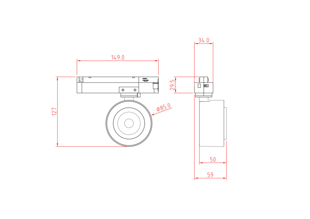 Трековый светильник Technical TR023-1-12B3K