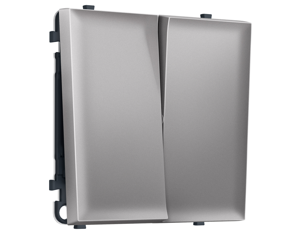 MS503010 Комплект механизма 2-кл выключателя SIGMA Сталь матовый 10A-250V QUANT PRO (SP5030, PR115)