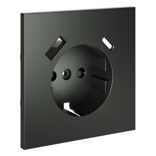 Купить Накладка для розетки с заземлением и защитными шторками, с USB A+C, S70 (титан)