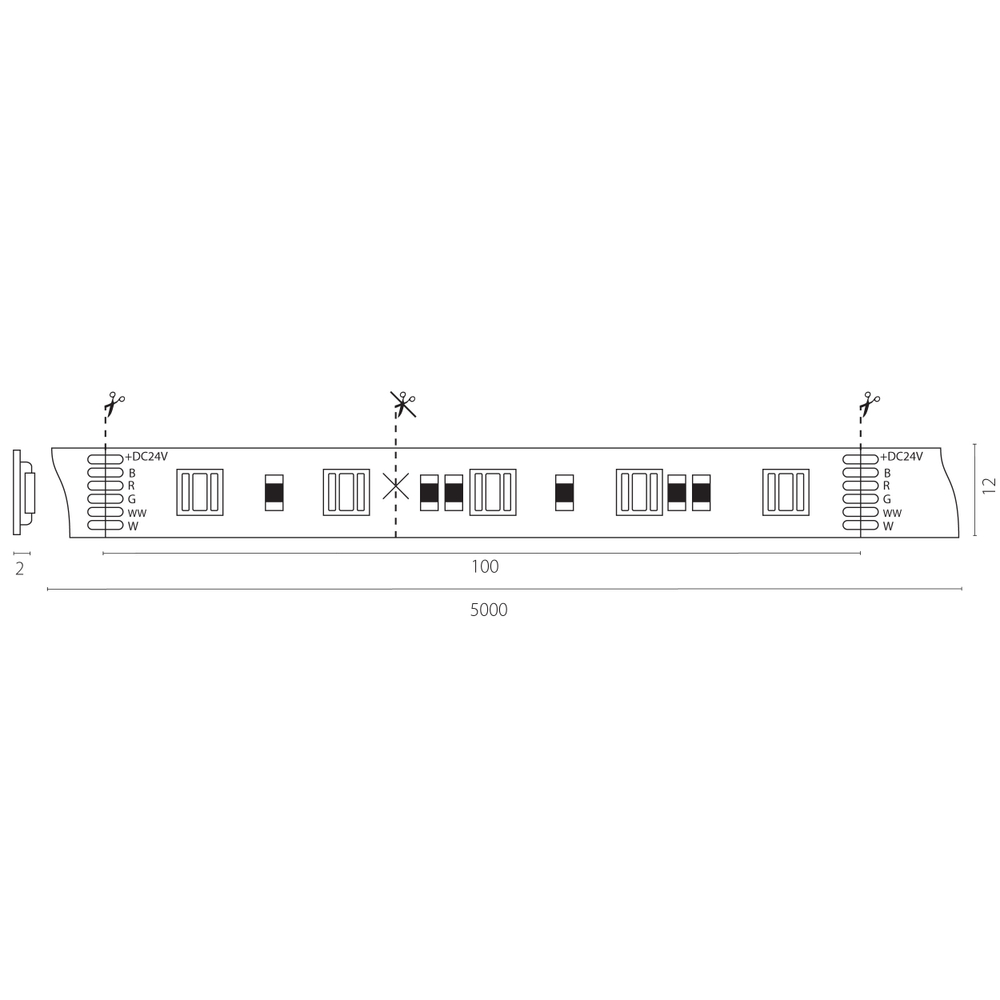 421200 Лента LIGHTSTAR LED RGBCW 24V 14,4W 60leds/M IP20 1шт = 5м