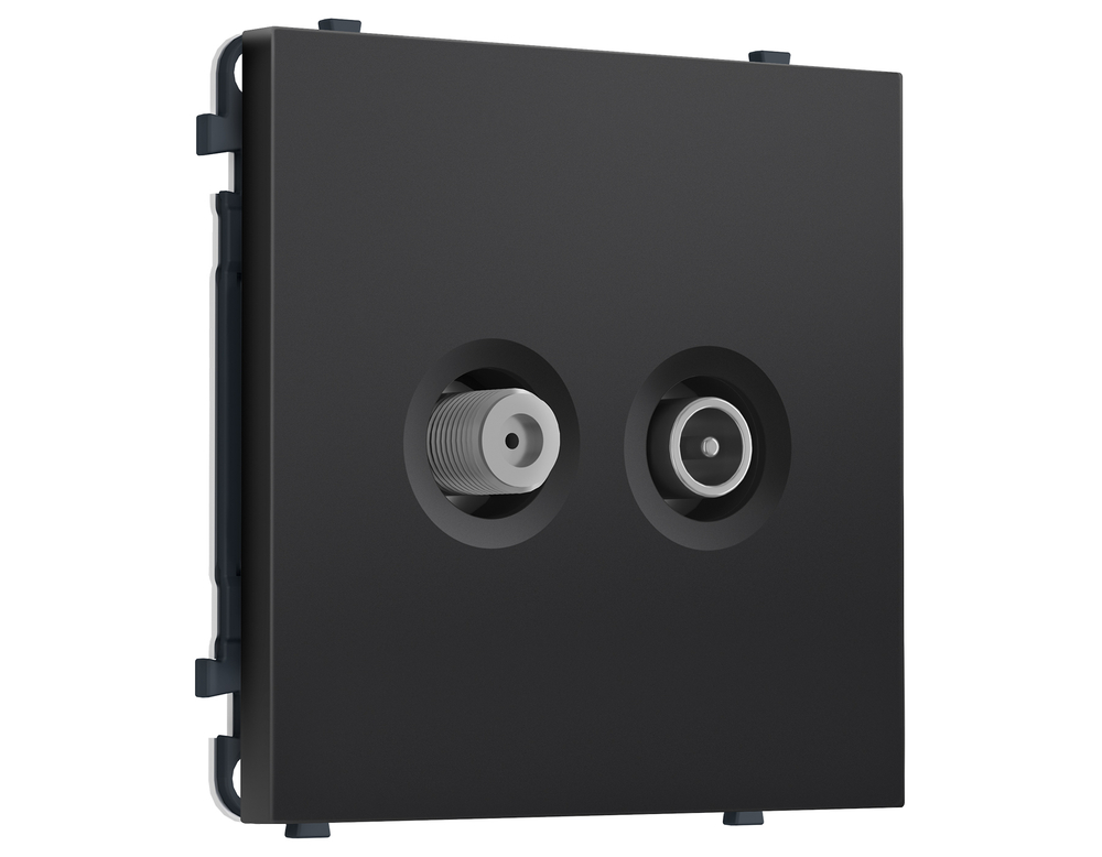 MS813310 Комплект механизма розетки TV оконечной + SAT SIGMA Черный матовый 5-862MHz 3.5dB/950-2150MHz 3.8dB QUANT PRO (SP8133, PR217)
