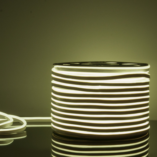 Купить Светодиодный гибкий неон 220 В 9,6 Вт/м 120 Led/м 2835 IP67, односторонний холодный белый 6500К, 50 м Гибкий неон 220V 9,6W 120Led 2835 IP67 односторонний холодный белый, 50 м