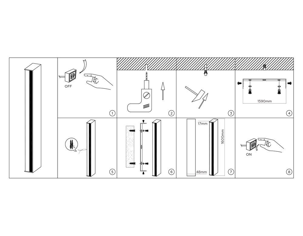 FL76166 BK черный 44W 2700K 1600*48*17