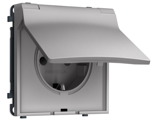 Купить MS508010 Комплект механизма электрической розетки SIGMA Сталь матовый 50Hz 2P+E с/з с/ш и крышкой IP44 16A-250V QUANT PRO (SP5080, PR141)