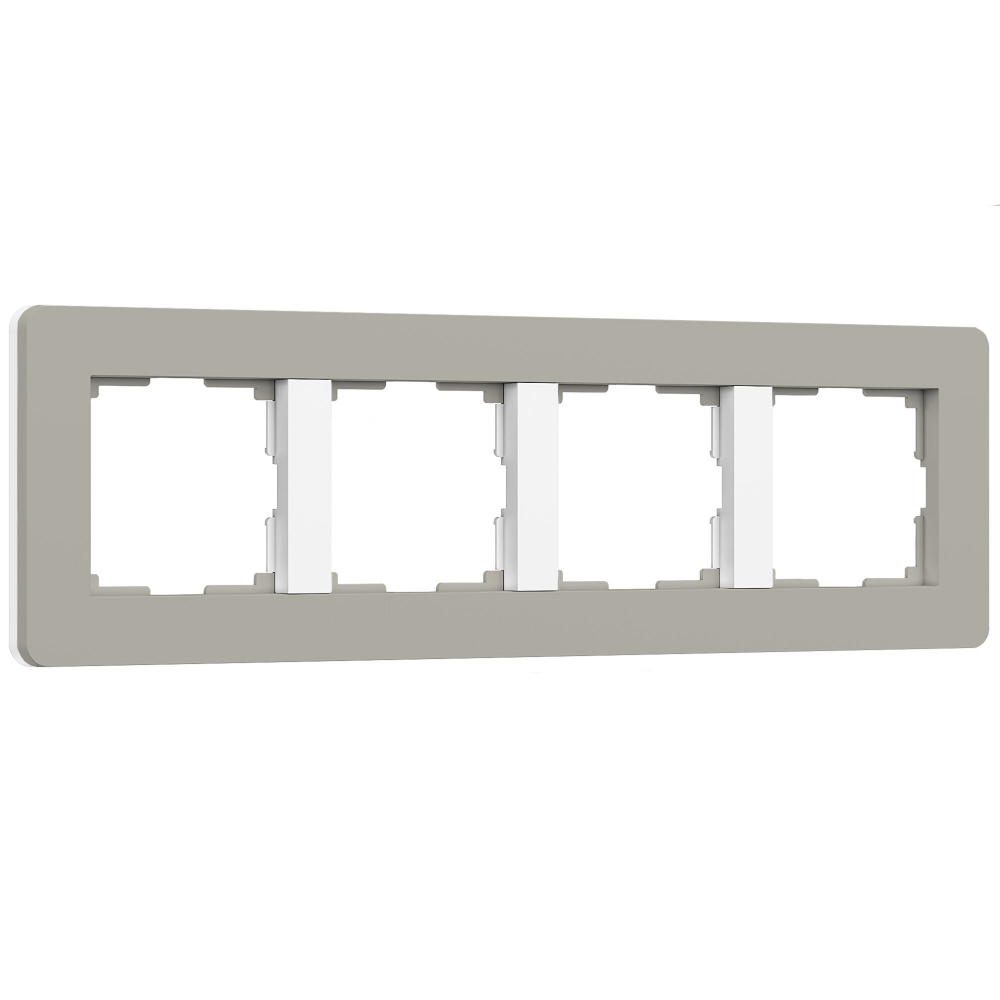 Рамка из поликарбоната на 4 поста Split дымчатый/белый, soft-touch W0043067